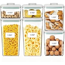 Pop Containers with Lids - Stackable Airtight Food Storage, Kitchen Pantry Storage Containers for Snacks Candy Salt Herbs Spices BPA-Free (0.5qt +1.2qt +1.8qt)*2