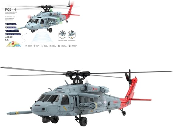 RC Brushless Helicopter, YUXIANG F09-H SH60 Seahawk 1/47 8CH Dual Brushless DD 6G/3D Stunt Copter Model (Include FC&GPS/RTF Version), 42 x 42.5 x 12cm