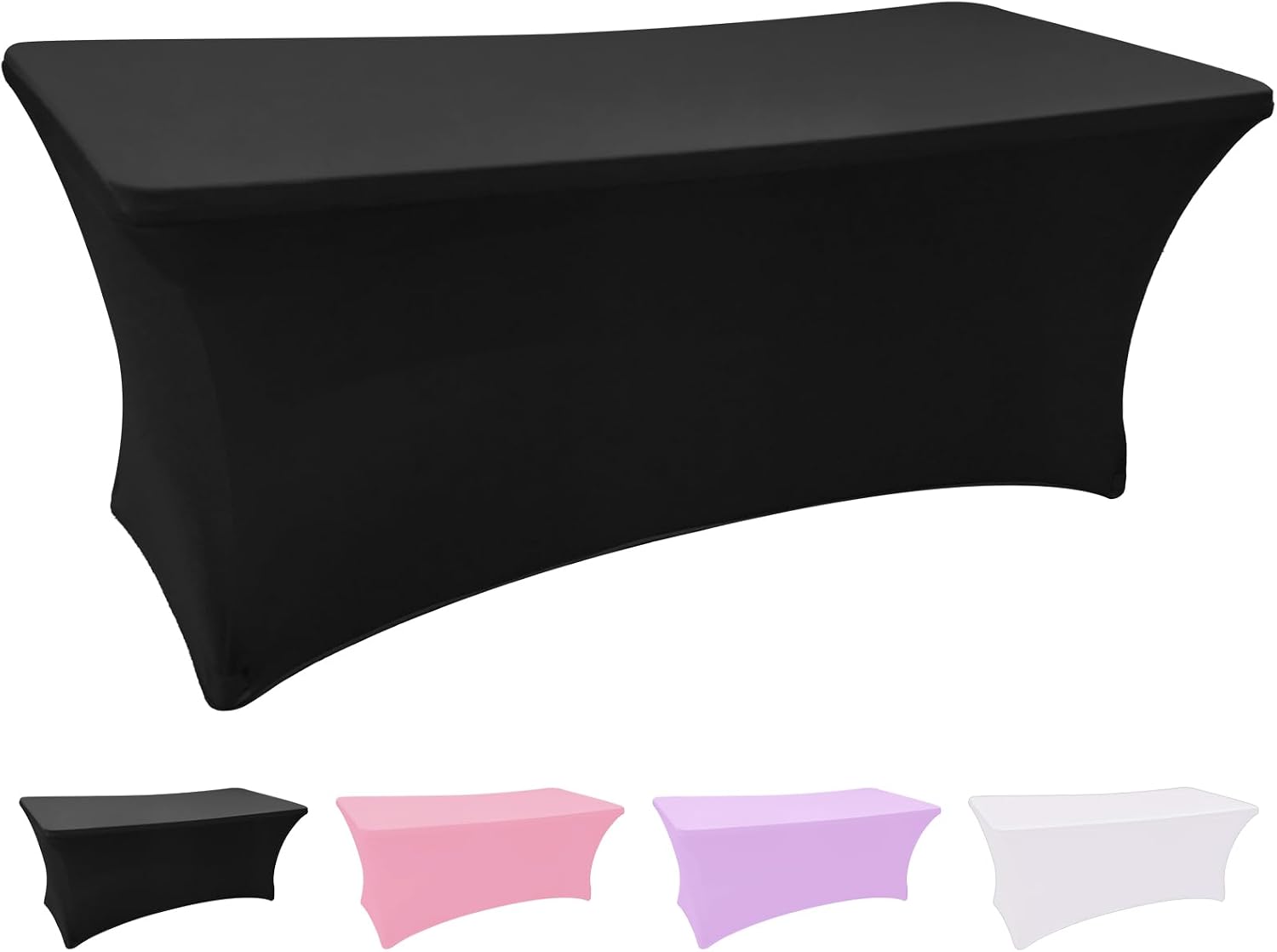 Grantop Black Stretchable Spandex Tablecloth, 4FT Tight Fitted Stretchy Table Cover Rectangular, Washable Stretch Rectangular Patio Table Covers for Party Wedding Event Black, 4FT