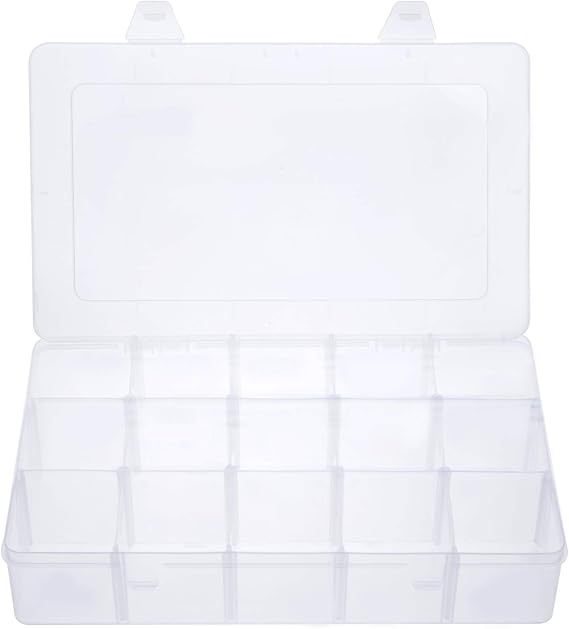 Gospire 15 Large Grids Clear Plastic Box Organizer with Removable Dividers