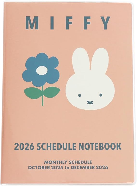 Square Miffy Notebook, 2026, A5 Monthly, Pink, 07BD-5P (Starts October 2025)
