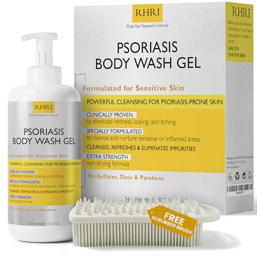 Body Wash | Psoriasis Treatment For Skin | Psoriasis Body Gel | Foaming Cleanser For Dry, Itchy, Red, Flaky, Scaly Skin wScrubber