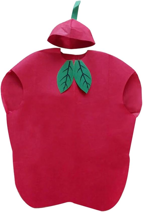 Adult Apple Fruit Costume with Headpiece, Non-Woven Cloth Dress-Up Outfit for Men and Women Themed Party Cosplay