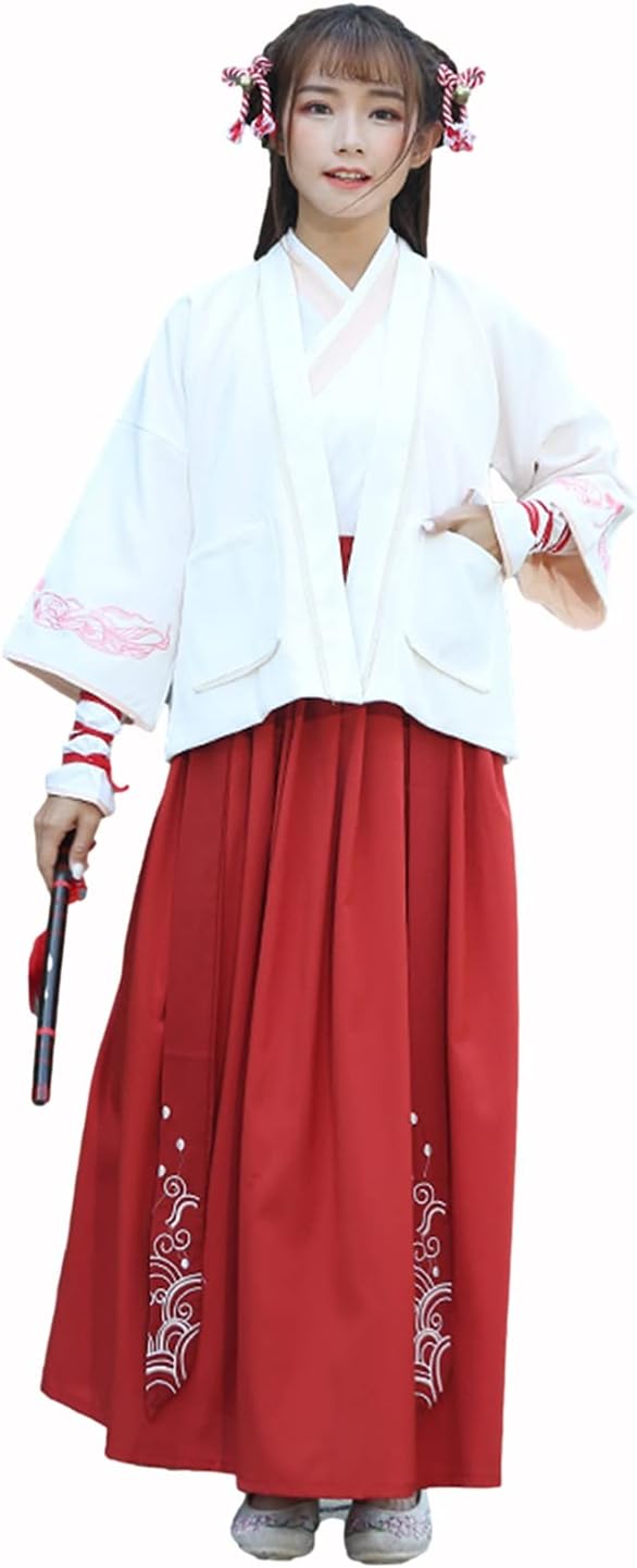XIAOXIAO Hanfu Chinese Style Hanfu Spring Retro Ethnic Style Womens Clothing Cute Sweet Girl Dress For Cosplay Party Prom Take Photos Costumes Color : A, Size : Medium