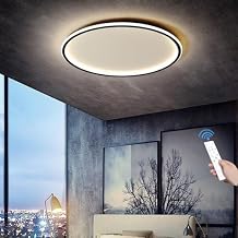AOMEI 16-inch Round 3CCT Adjustable Ceiling Light - 40W 3000K/4000K/6000K Full Spectrum Flush Mount for Nursery & Wardrobe (Black)