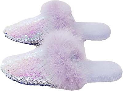 Luxurious Sequin Slippers for Women High Class Turkey Feather Slippers Elegant House Shoes