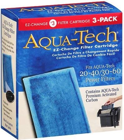 Aqua-Tech EZ-Change #3 Activated Carbon Filter Cartridges for 20-40 / 30-60 Gallon Aquarium Power Filters, 3 Count - 1 Pack (Includes 3 Filters Total)