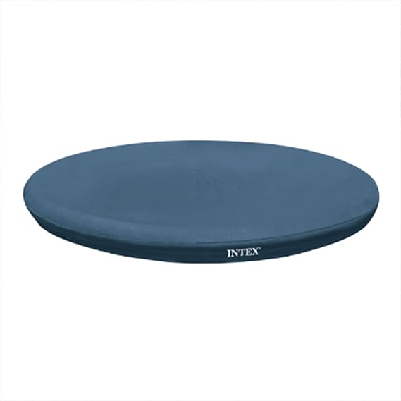 INTEX 28021E Pool Cover: For 10ft Round Easy Set Pools Includes Rope Tie Drain Holes 12in Overhang Snug Fit
