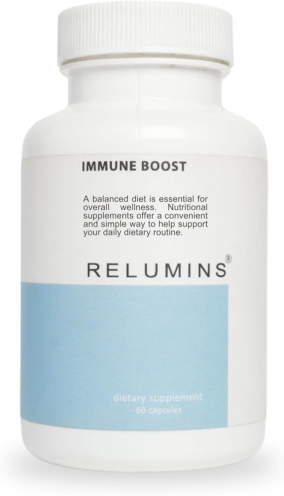 Relumins Immune Boost Daily Wellness Blend with Vitamin C, D3, Zinc, Selenium & Natural Extracts Including Quercetin & Turmeric 60 Capsules