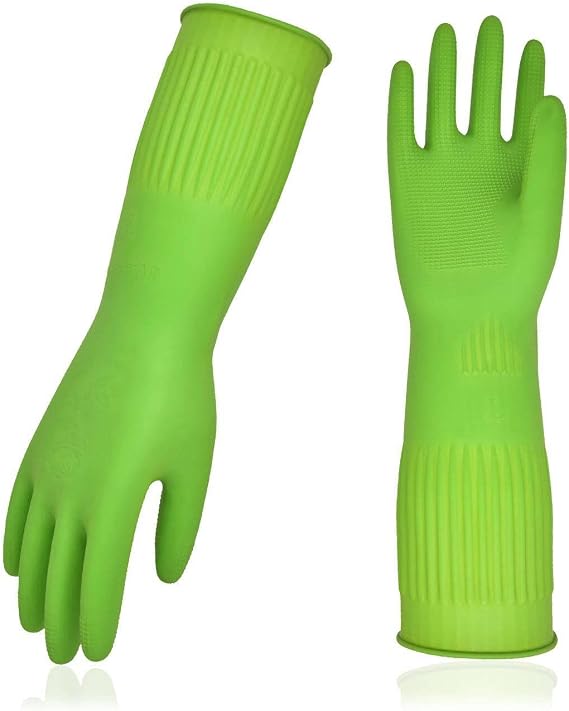Vgo... Latex Reusable Cleaning Gloves,Long Sleeve Kitchen Gloves(RB2143)