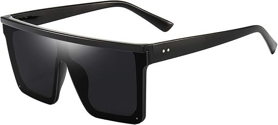 Oversized Sunglasses for Women Men Fashion Square Flat Top Big Black Frame UV Protection Shades