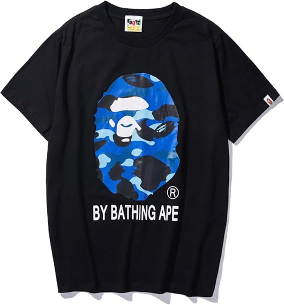 24ss Pair Fashion Hip-Hop Top Bap Pure Cotton Double Yarn Men and Women Casual Sports Short Sleeve T-Shirt - Colour9||M