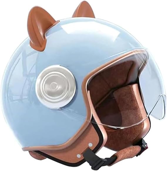 DOT Approved Cute Cat Ears Kids 3/4 Open Face Motorcycle Helmet,Retro Youth Electric Motorbike Half Helmet with Visor,Boys Girls Scooter ATV Helmets for Moped Go-Kart Dirt-Bike-Pink