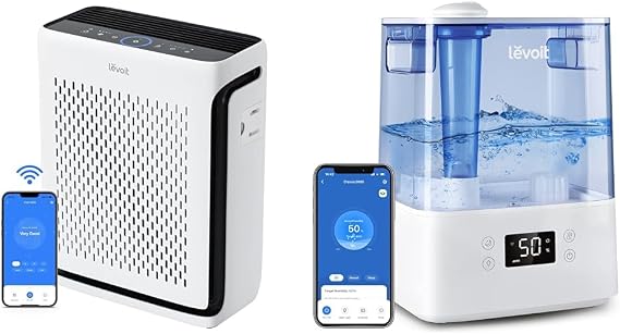 Levoit Air Purifier and Humidifier Bundle with Air Quality Sensors, Smart Controls, and Large Room Coverage