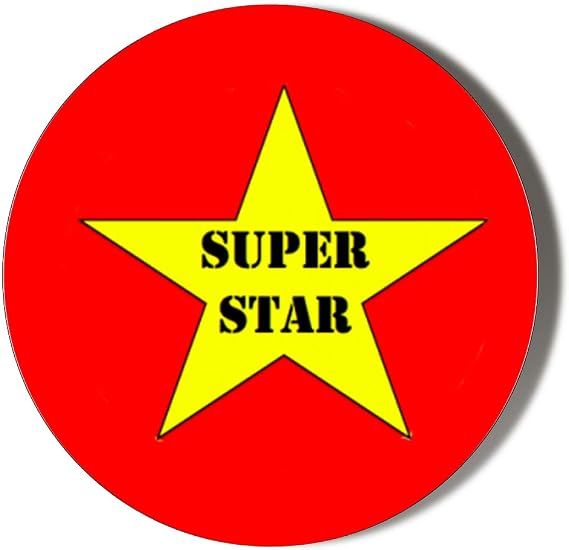 Gift Insanity SUPERSTAR YELLOW ON RED 45mm Novelty Badge