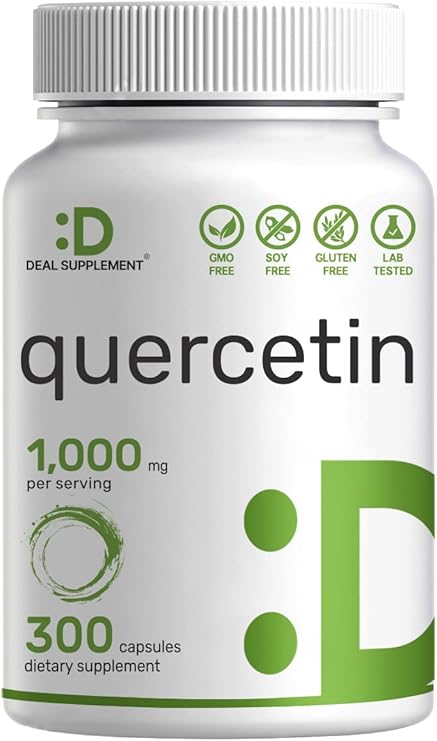 DEAL SUPPLEMENT Quercetin 1,000mg Per Serving, 300 Capsules Healthy Immune Support Supplements, High Bioavailable Flavonoids, Natural Antioxidant Non-GMO, Soy Free, No Gluten