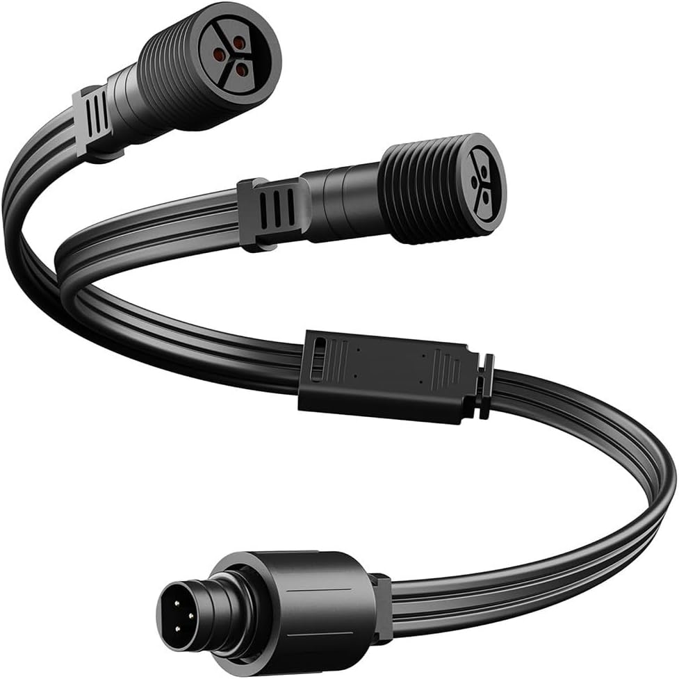 Y-Type Splitter for Permanent Outdoor Lights, IP65 Waterproof 22AWG Copper Connector Compatible with for eufy E22 and T8L02, Easy Lock Installation
