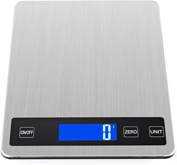 Digital Scale, Stainless Steel Kitchen Scale,Gray Food Scale,Digital Display Show Weight in G/KG/LB:OZ/ML/FL.OZ for Cake Baking(Silver,5kg)