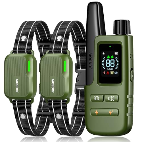 Jugbow Dog Shock Collar - 4200FT Dog Training Collar with Remote, IPX8 Waterproof Electric Dog Collar with 4 Training Modes, Security Lock, Rechargeable eCollar for 10-120lbs Dogs2 Pack