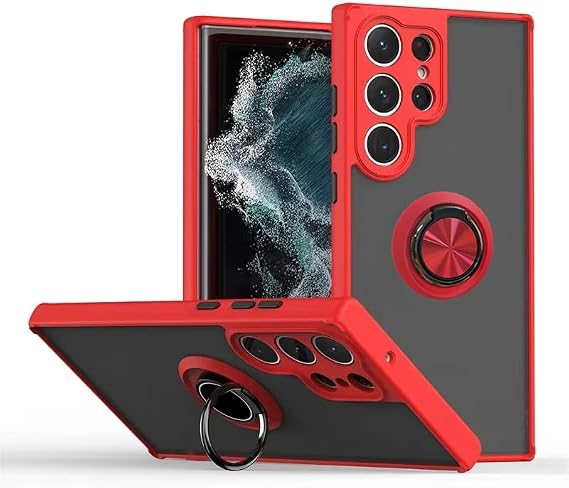 Coverzone Samsung Galaxy S22 Ultra ile uyumlu Kılıf Thunder Hux Yüzüklü Kapak Şık ve Dekoratif Model Stand Olabilen 360° Dönebilen Yüzük Aparatı ve Kamera Korumalı Yükseltilmiş Thunder Hux Kapak