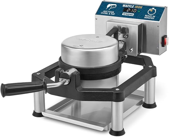 Waring Commercial Heavy-Duty Cast Iron Belgian Waffle Maker, 30 Waffles per Hour, 360 Rotating Design, for High-Volume Restaurants & Hotels, NSF Certified, WWHD500