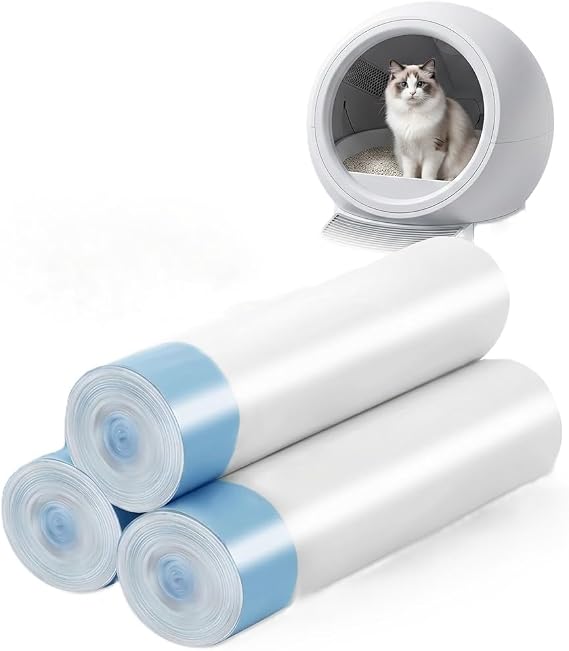 Cat Litter Bags for Automatic Litter Tray, 45x50cm Self Cleaning Litter Box Liners with Drawstring, Tear Resistant and Leak Proof Cat Tray Liners, 3
