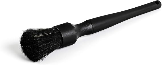 Detail Factory Boar Hair Detailing Brush - Comfortable Grip and Heavy-Duty Scrubbing for Interior, Exterior, Engine Bay, Wheels, Exhaust Tips, Textured Plastic, Large, Black on Black