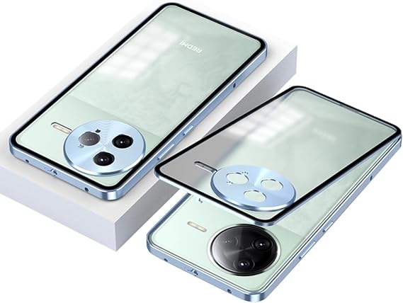 QUIETIP Case Compatible with Poco F7 Pro with Screen Protector,Metal Frame + PC Frosted Surface Back Cover,Blue