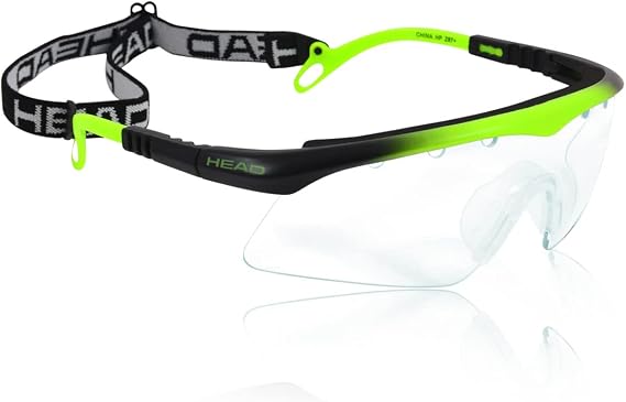 HEAD Racquetball Goggles - Powerzone Shield Anti Fog & Scratch Resistant Protective Eyewear w/Adjustable Strap