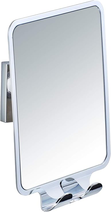 Wenko Quadro Wall Mirror with Vacuum-Loc ABS Silver 14 x 8 x 19.5 cm