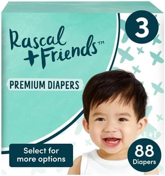 Rascals Premium Diapers Size 3, 88 Count