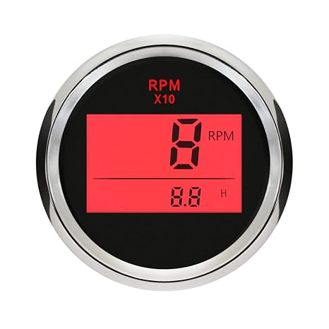 ELING Universal Digital Tachometer RPM REV Counter RPM with Hour Meter 52mm(2") 9-32V with Backlight