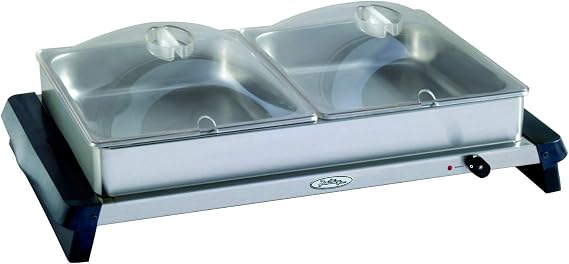 Broil King NBS-2SP Professional Double Stainless-Steel Buffet Server with Plastic Lids