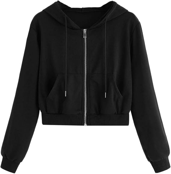 Ceboyel Zip Up Hoodies for Women Cropped Long Sleeve Sweatshirts Jackets Trendy Y2k Crop Tops Clothes 2023