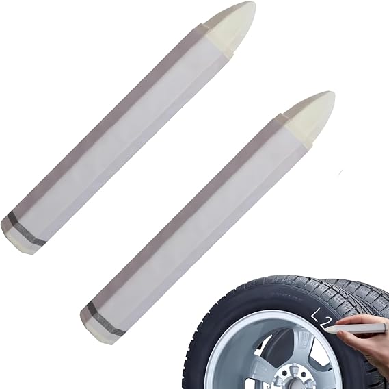 GANPUB 2Pcs White Car Paint Markers, Cars Tires Crayon Marker, Portable Cars Paint Pen, Tires Markers Pens for Wood Tirses and Metal, Markers and Daubers Painting