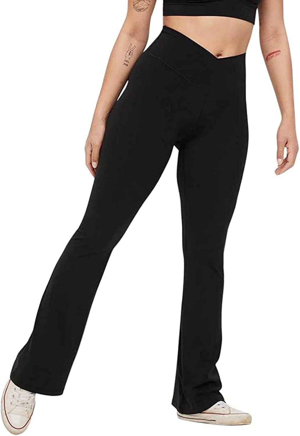 Women Crossover Flare Leggings Yoga Pants Flare Aerie Crossover Dupe V Cut Leggings for Women Flare Yoga Pants