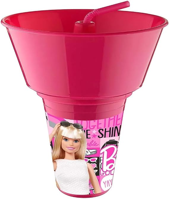 Barbie Lisanslı Cips ve Mısır Kovalı Pipetli Bardak