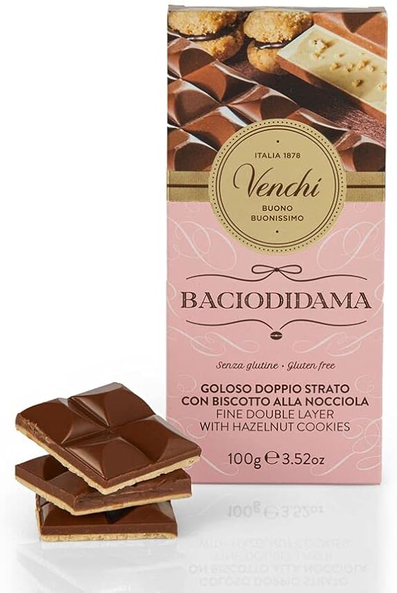 Venchi - Baciodidama Bar - Milk Gianduia with Piedmont Hazelnut and White Chocolate - Gluten Free