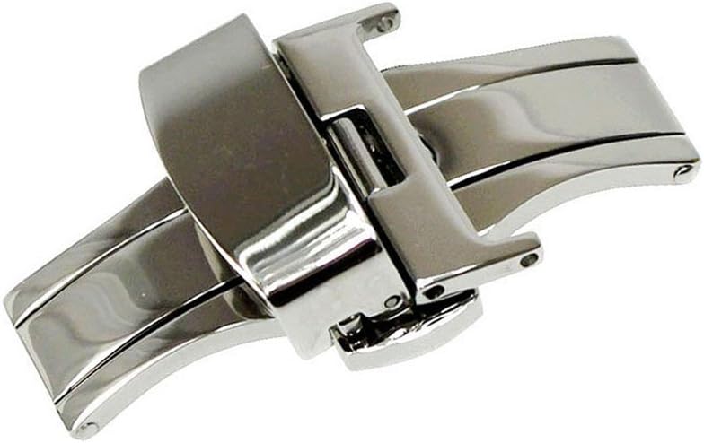 RECHERE Stainless Steel Push Button Butterfly Deployment Clasp for Leather Watch Band Strap