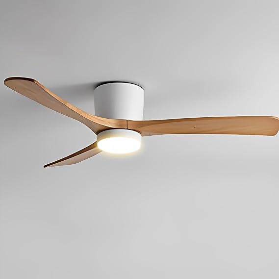 48in Quiet Ceiling Fan with Light Indoor Remote Ceiling Fan Light 6 Gear Wind Speed Fan Lights White LED Ceiling Lights Fan Lighting Wooden Blades for Living Room Dining Room Bedroom [Energy Class B]