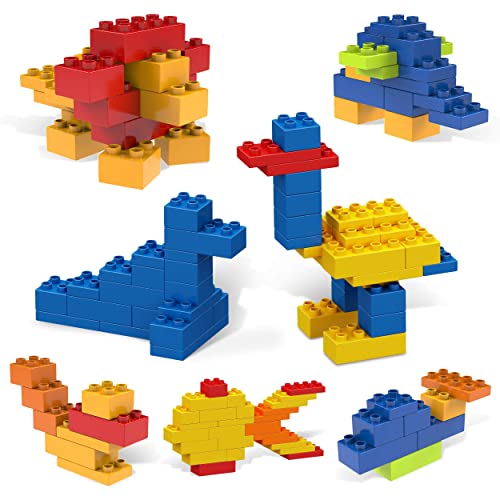 PicassoTiles 100 Piece Large Construction Brick Building Blocks STEM Bricks Toy Set Creative Learning Early Education Playset 5 Colors 4 Unique Shapes Mix & Match Toys for Kids Boys Girls Child Age 3