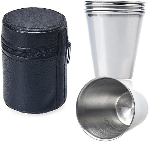 Çelik Shot Bardak (4Adet + Çanta)