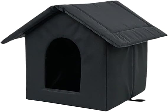 Outdoor Cat Shelter Waterproof, Weatherproof Insulated Outdoor Pet Shelter for Winter, Winter Warm Pet House for Feral Cats Dogs, Oxford Foldable Cat Cave with Removable Cushion, 35x35x30cm