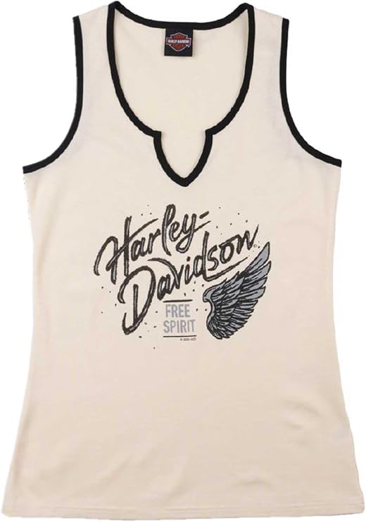 Harley-Davidson Women's Wing B Cotton Blend Sleeveless Tank Top, Off White