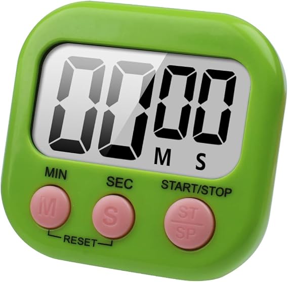 Large LCD Display Digital Cooking Timer Kitchen Timer with Countdown and Stopwatch. Big Beep Alarm (GREEN) for Cooking, Fitness, Children's Work