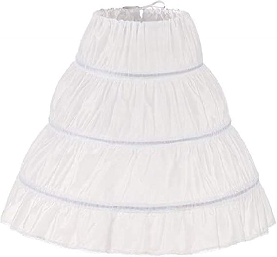 Girls' 3 Hoops Petticoat Full Slip Flower Girl Crinoline Skirt