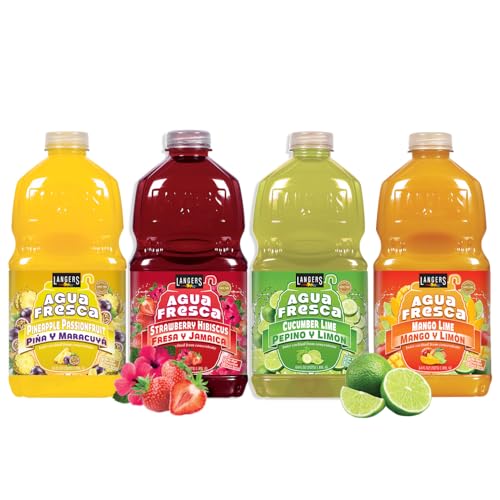 Langers Agua Fresca Variety Pack with Pineapple Passionfruit, 64 fl oz Pack of 4