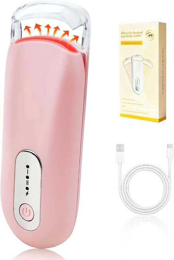 Heated Eyelash Curler for Natural Lashes 2-Level Adjustable Temperature Mini Electric Lash Curler Fast 3-Second Heat Up 24 Hours Long-Lasting Curl