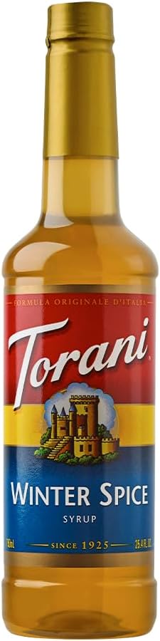 Torani Winter Spice Coffee Syrup (750ml) - Premium Cane Sugar Syrups for Coffee Drinks, Cocktails, Hot Chocolates, Vegetarian-Friendly