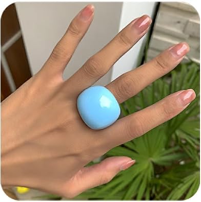 Rrdaily Cute Resin Ring for Women, Chunky Acrylic Plastic Rings Simple Aesthetic Jewelry Christmas Birthday Gifts